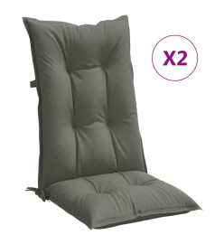 Coussins de chaise à dossier haut lot de 2 gris foncé mélangé