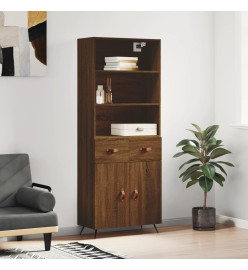 Buffet haut Chêne marron 69,5x34x180 cm Bois d'ingénierie