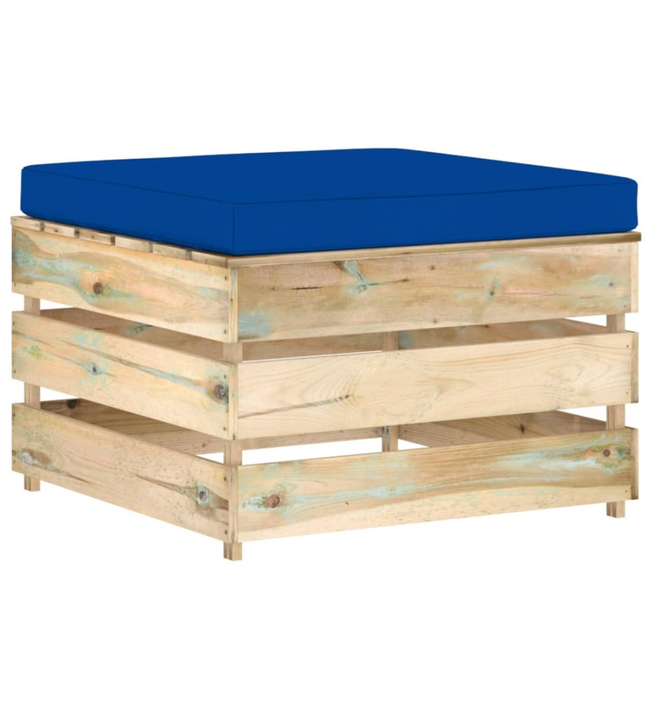 Pouf sectionnel avec coussin Bois imprégné de vert Pouf sectionnel avec coussin Bois imprégné de vert