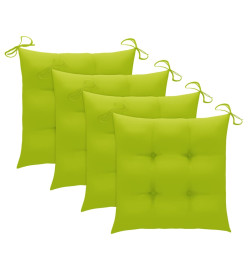 Chaises pliables de jardin avec coussins 4 pcs Teck solide