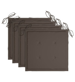 Chaises à dîner 4 pcs avec coussins taupe Bois de teck solide