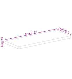 Dessus de table 70x20x2,5 cm rectangulaire bois massif d'acacia