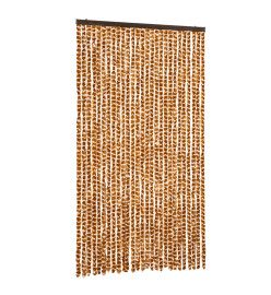 Rideau anti-mouches ocre et blanc 118x220 cm chenille