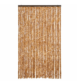 Rideau anti-mouches ocre et blanc 118x220 cm chenille