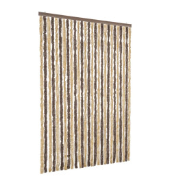 Rideau anti-mouches marron foncé et beige 118x220 cm chenille