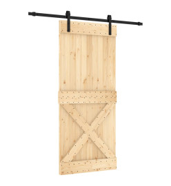 Porte coulissante et kit de quincaillerie 90x210 cm pin massif