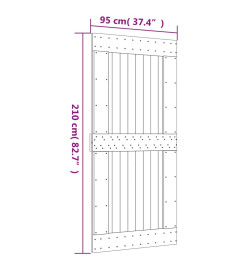 Porte coulissante et kit de quincaillerie 95x210 cm pin massif