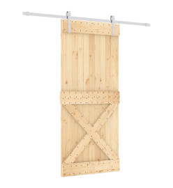 Porte coulissante et kit de quincaillerie 90x210 cm pin massif