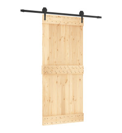 Porte coulissante et kit de quincaillerie 90x210 cm pin massif