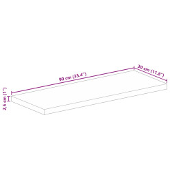 Dessus de table 90x30x2,5 cm rectangulaire bois massif d'acacia