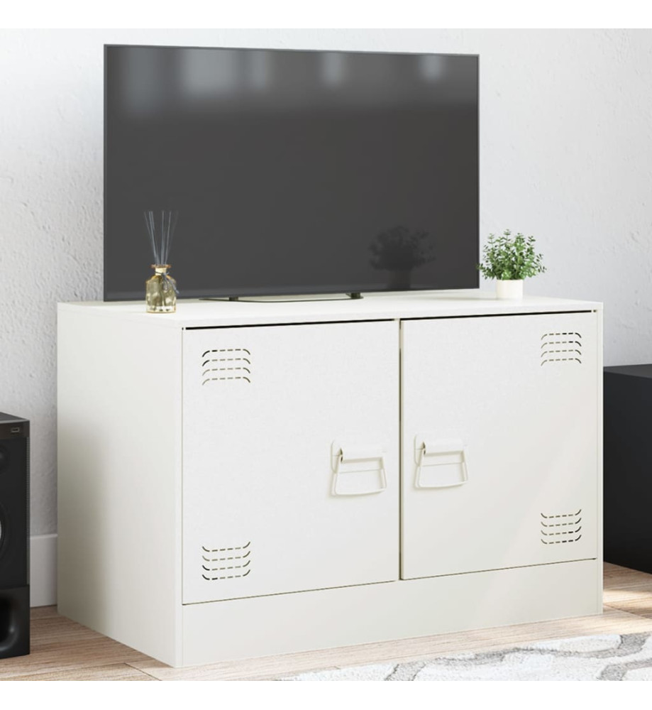 Meuble TV blanc 67x39x44 cm acier