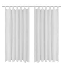 2 pcs Rideau à Passant Micro Satin Blanc 140 x 175 cm