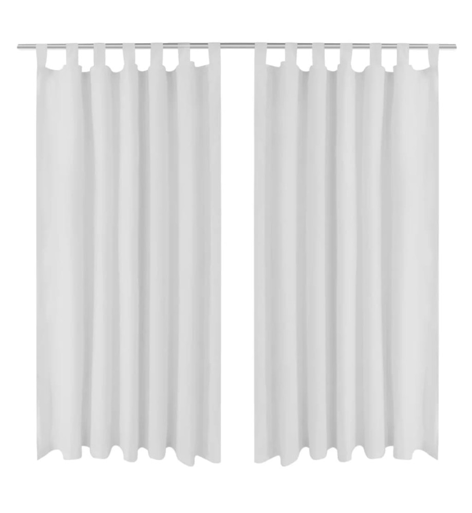 2 pcs Rideau à Passant Micro Satin Blanc 140 x 175 cm