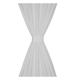 2 pcs Rideau à Passant Micro Satin Blanc 140 x 175 cm