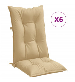 Coussins de chaise à dossier haut lot de 6 beige mélangé tissu