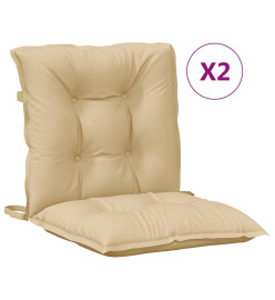 Coussins de chaise à dossier bas lot de 2 beige mélangé tissu