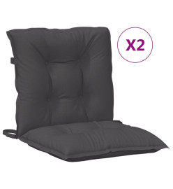 Coussins de chaise à dossier bas lot de 2 anthracite mélangé