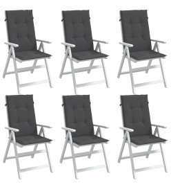 Coussins de chaise à dossier haut lot de 6 anthracite mélangé