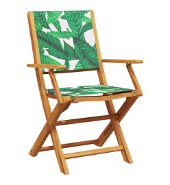 Ensemble de bistro 3 pcs motif de feuilles tissu et bois massif