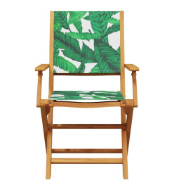 Ensemble de bistro 3 pcs motif de feuilles tissu et bois massif