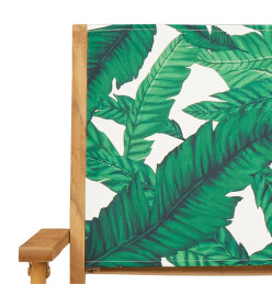 Ensemble de bistro 3 pcs motif de feuilles tissu et bois massif