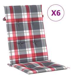Coussins de chaise de jardin à dossier haut lot de 6 120x50x3cm