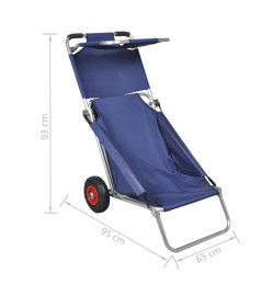 Chariot de plage avec roues portable et pliable Bleu