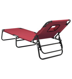 Chaise longue pliante rouge tissu oxford acier enduit de poudre