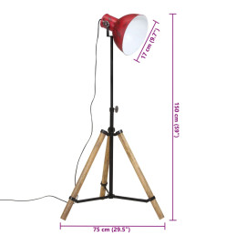 Lampadaire 25 W rouge délavé 75x75x90-150 cm E27