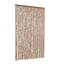 Rideau anti-mouches beige et marron foncé 118x220 cm chenille