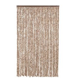 Rideau anti-mouches beige et marron foncé 118x220 cm chenille