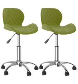 Chaises pivotantes à manger lot de 2 Vert clair Velours