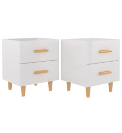 Tables de chevet 2 pcs Blanc brillant 40x35x47,5 cm