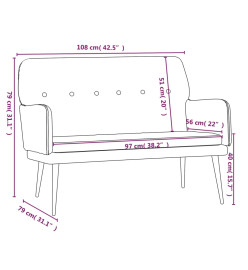 Banc Gris foncé 108x79x79 cm Velours