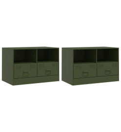 Meubles TV 2 pcs vert olive 67x39x44 cm acier