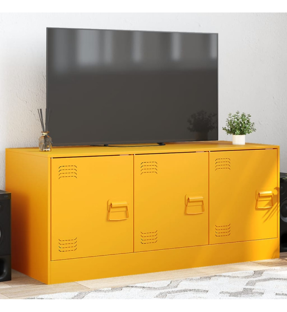 Meuble TV jaune moutarde 99x39x44 cm acier