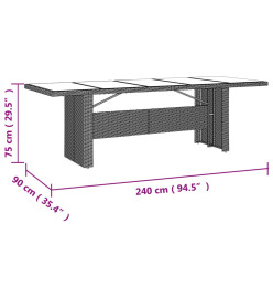 Table de jardin plateau en verre Résine tressée verre trempé