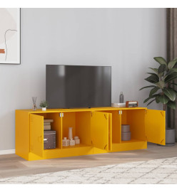 Meubles TV 2 pcs jaune moutarde 67x39x44 cm acier