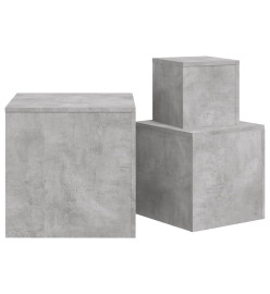 Tables d'appoint 3 pcs Gris béton Aggloméré