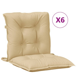 Coussins de chaise à dossier bas lot de 6 beige mélangé tissu