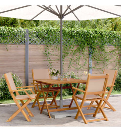 Ensemble à manger de jardin 5 pcs taupe tissu et bois massif