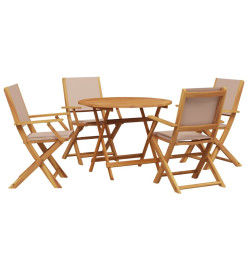 Ensemble à manger de jardin 5 pcs taupe tissu et bois massif