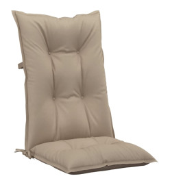 Coussins de chaise de jardin dossier haut lot de 2 taupe tissu