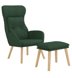 Chaise de relaxation avec repose-pied Vert foncé Tissu