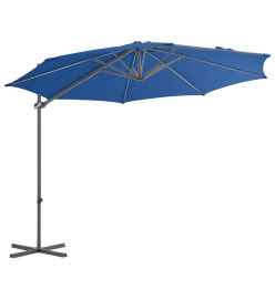 Parasol déporté avec mât en acier Bleu azuré 300 cm