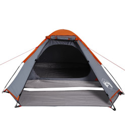 Tente de camping à dôme 2 personnes gris et orange imperméable