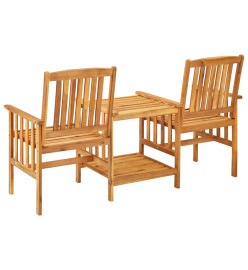 Chaises de jardin avec table à thé et coussins Acacia solide