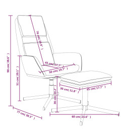 Chaise de relaxation avec tabouret Blanc crème Velours