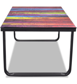 Table basse avec impression d'arc-en-ciel Dessus en verre