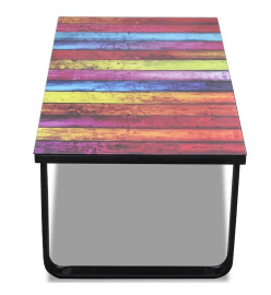 Table basse avec impression d'arc-en-ciel Dessus en verre